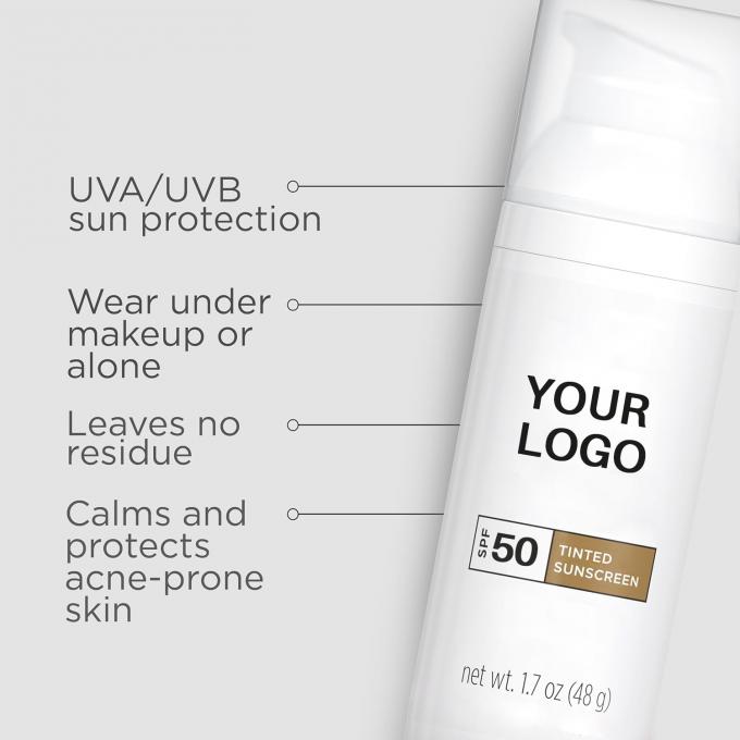 Destek Özel Etiket Tinted Face SPF 50 Sink Oksit Titanyum Dioksit ile güneş kremi 1