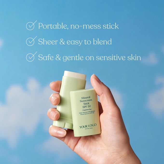 Özel Etiket Mineral Güneş Koruyucu Stick SPF 50 Suya dayanıklı Geniş Spektrum UVA/UVB Koruması 1