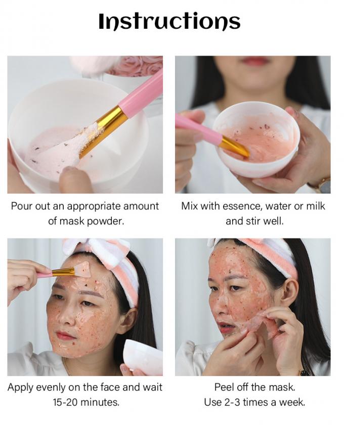 Yüz Jelly Maske Anti yaşlanma Nemlendirici Gül yaprakları Beyazlaşma Yüz Maske Tozu Özel etiket 3